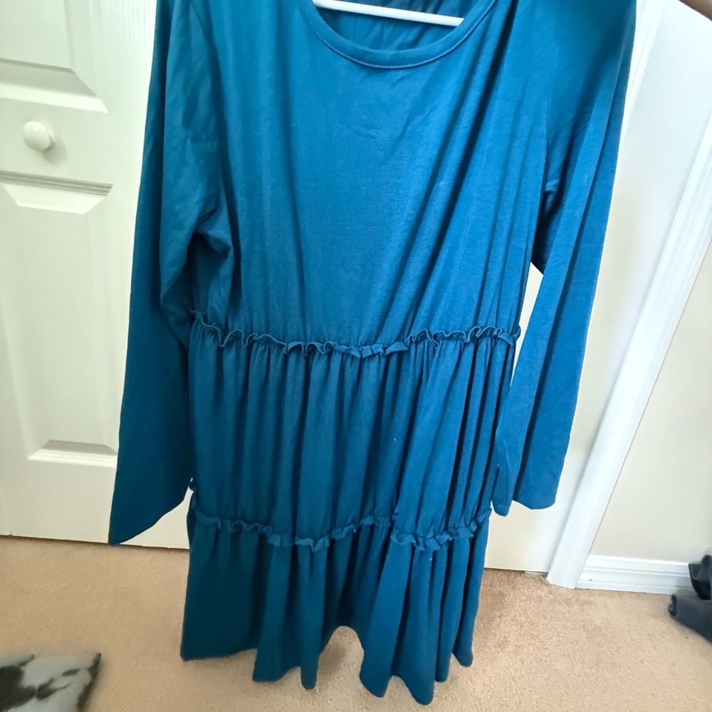 Teal Long Sleeve Dress